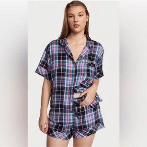 Victoria's Secret Blue and Pink Plaid Pajama Set